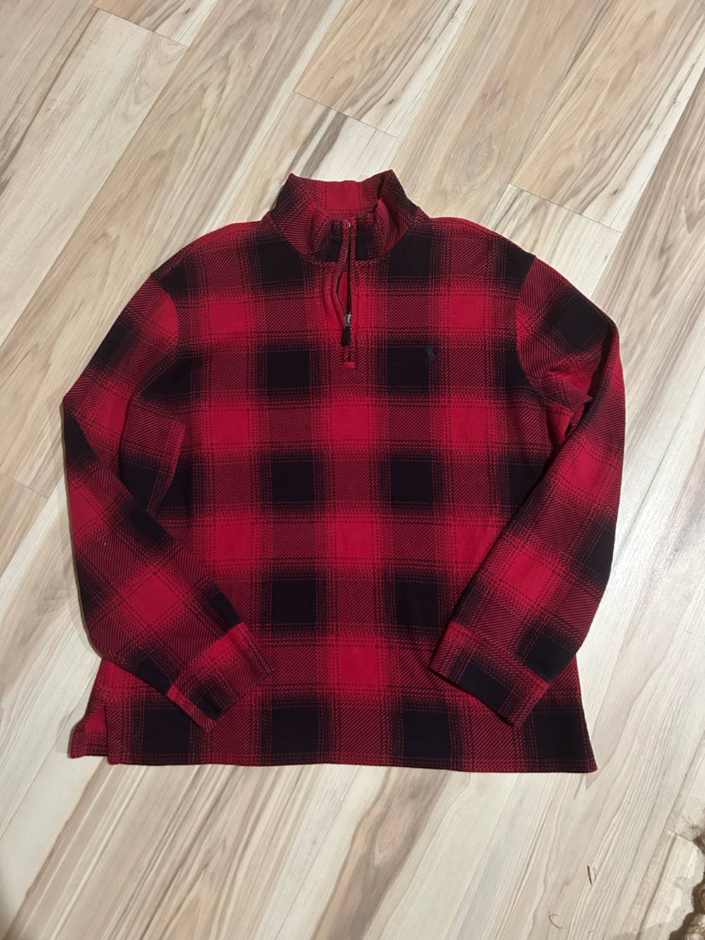 Polo by Ralph Lauren Red and Black Plaid Half-Zip Pullover